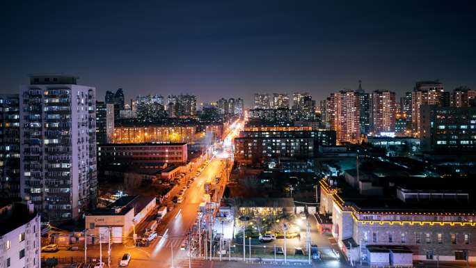 城市街道夜景延时