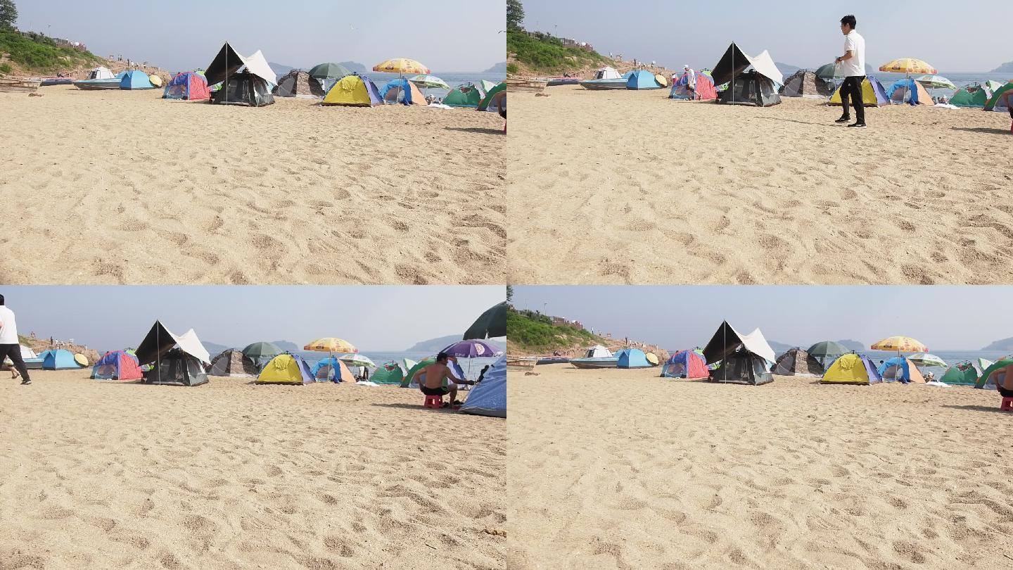 沙滩帐篷游客