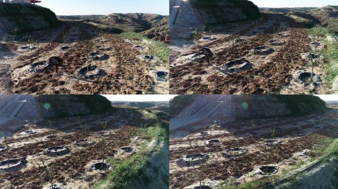 榆林矿山生态恢复陕北矿业道路绿化工程航拍