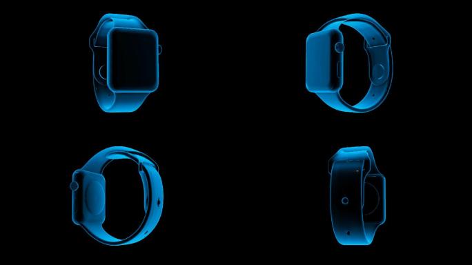 蓝色科技线条智能手环透明通道素材
