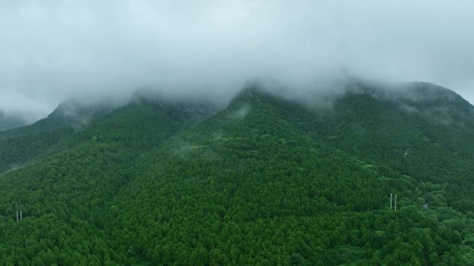 【有版权】航拍济南千佛山下雨云雾