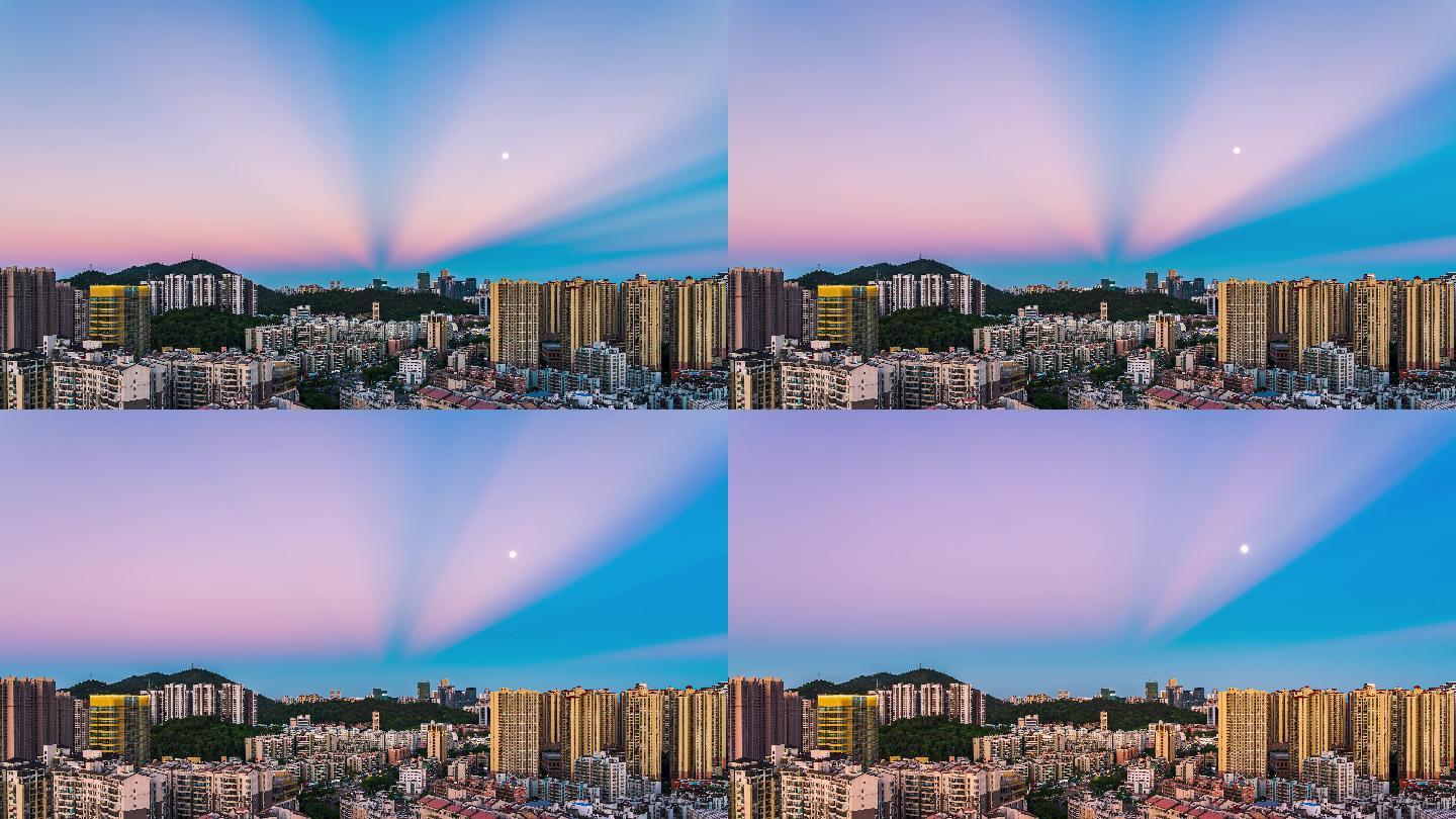 【4K正版】珠海市香洲区反云隙光与月亮