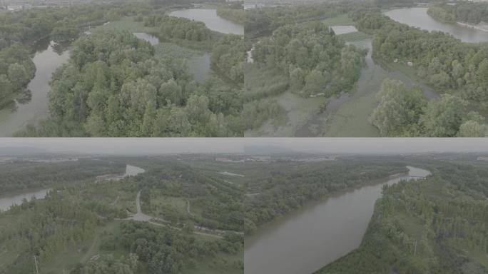 3条夏季湿地公园航拍素材【灰片】
