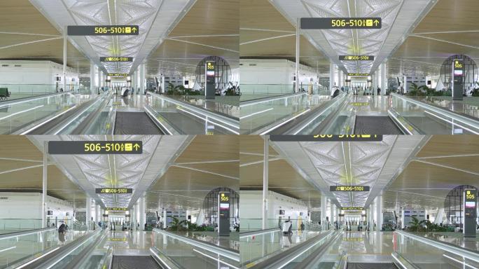 4K正版-机场航站楼候机大厅自动人行道