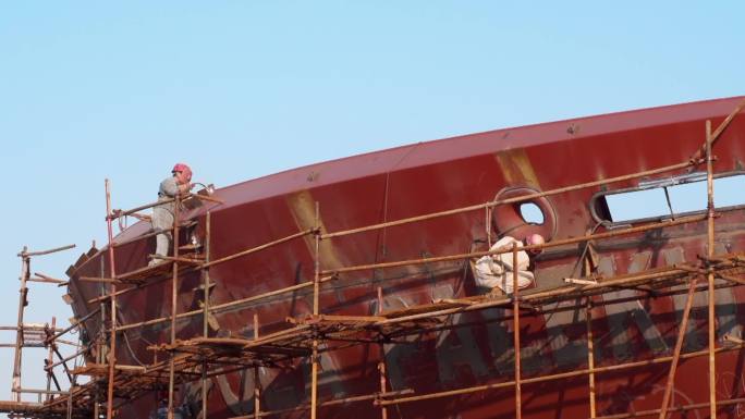 造船厂船舶制造重工业经济建设轮船工人焊接