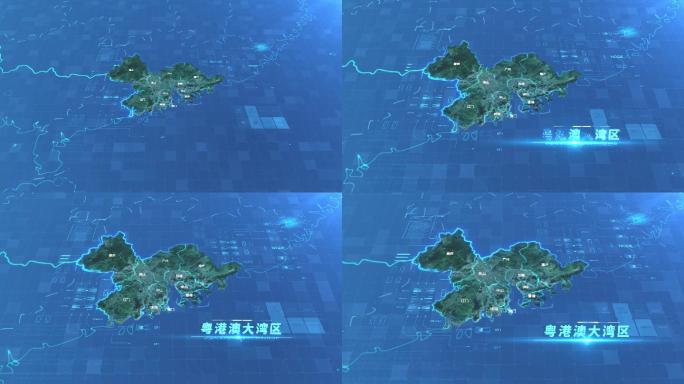 蓝色科技简洁广东珠江三角洲港珠澳地图