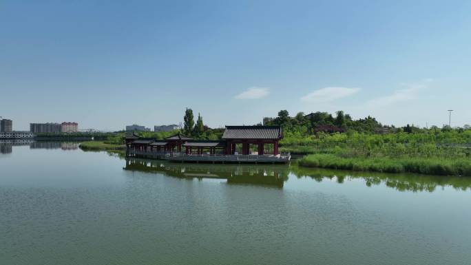 陕西渭南蒲城卤阳湖景点航拍