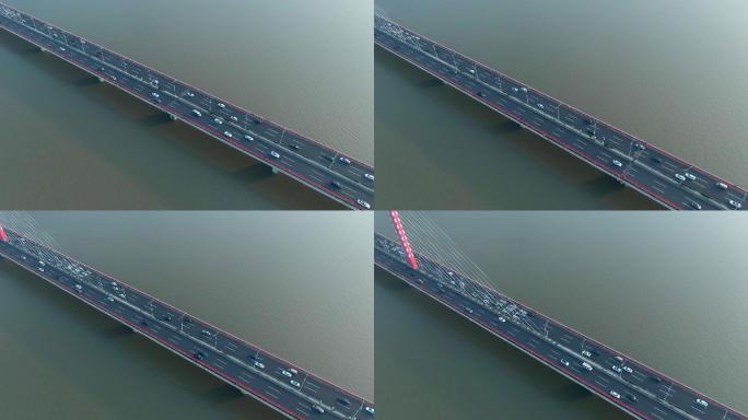 影视空镜素材俯瞰钱江大桥杭州亚运会滨江区