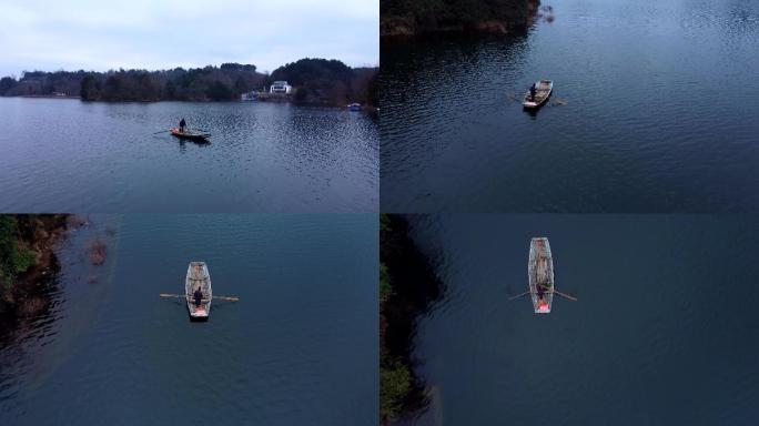 湖上小木船一叶扁舟