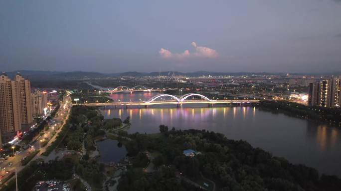 辽宁辽阳 太子河 夜景航拍