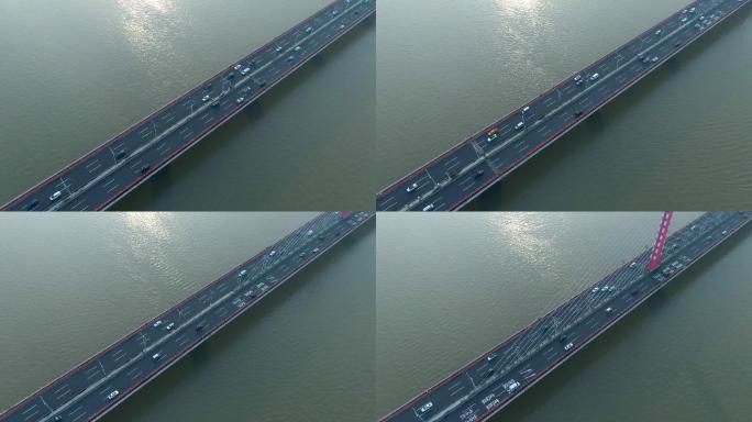 影视空镜素材俯瞰钱江大桥杭州亚运会