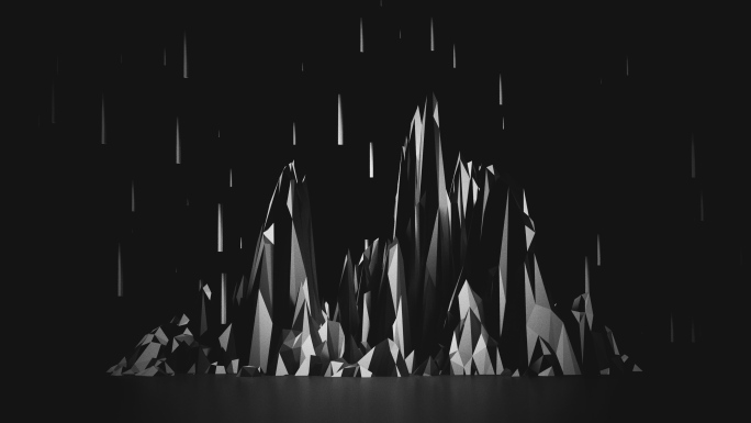 【4K时尚背景】黑白空间虚幻几何山体生长