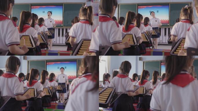 学校 小学生 校园生活 学习音乐课 音乐