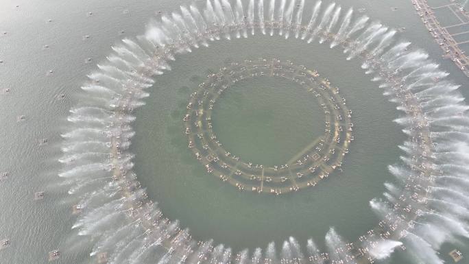 天津银河广场音乐喷泉旋转下降平移上升航拍