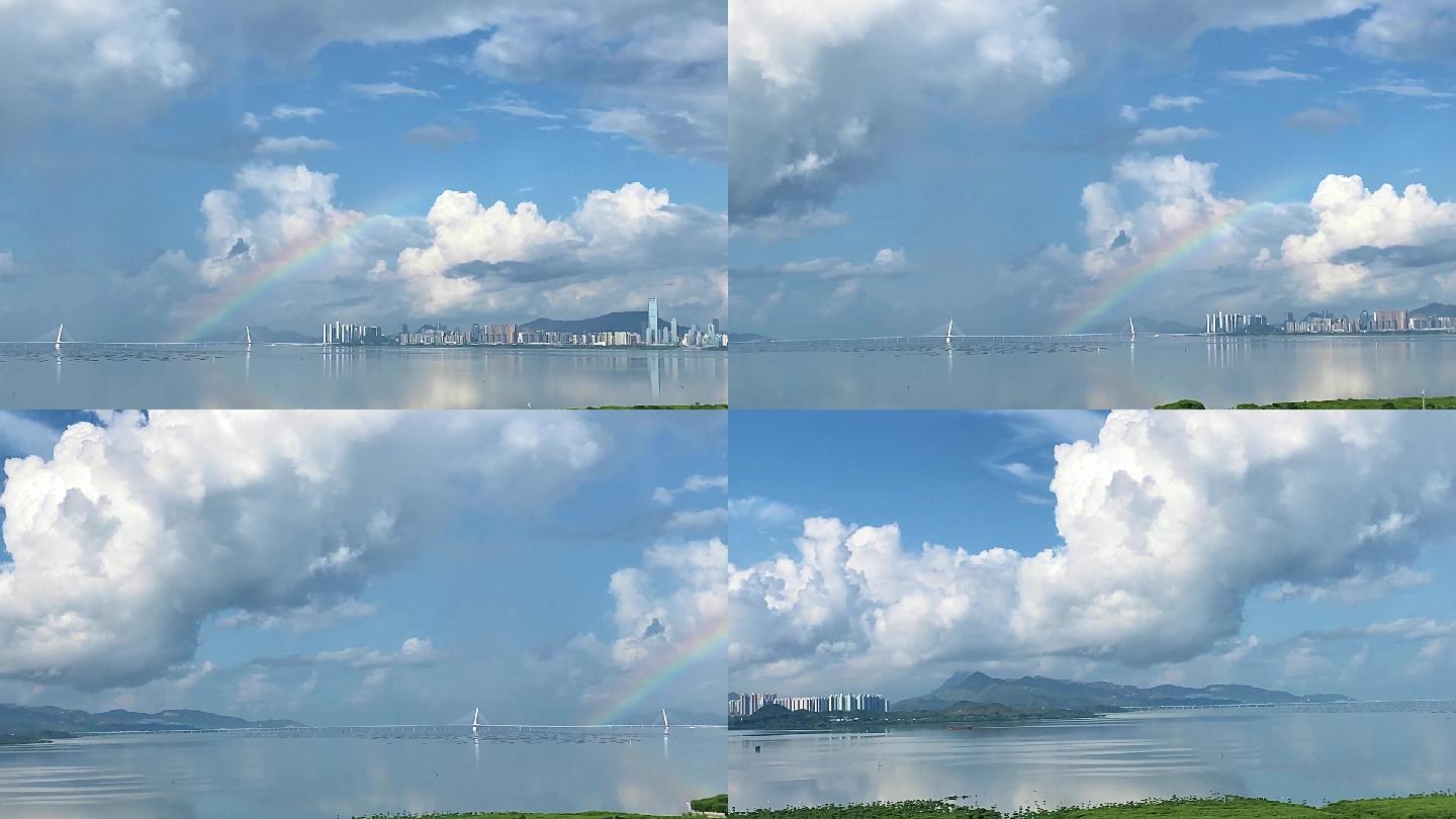 深圳湾海面雨后彩虹  深圳雨后彩虹