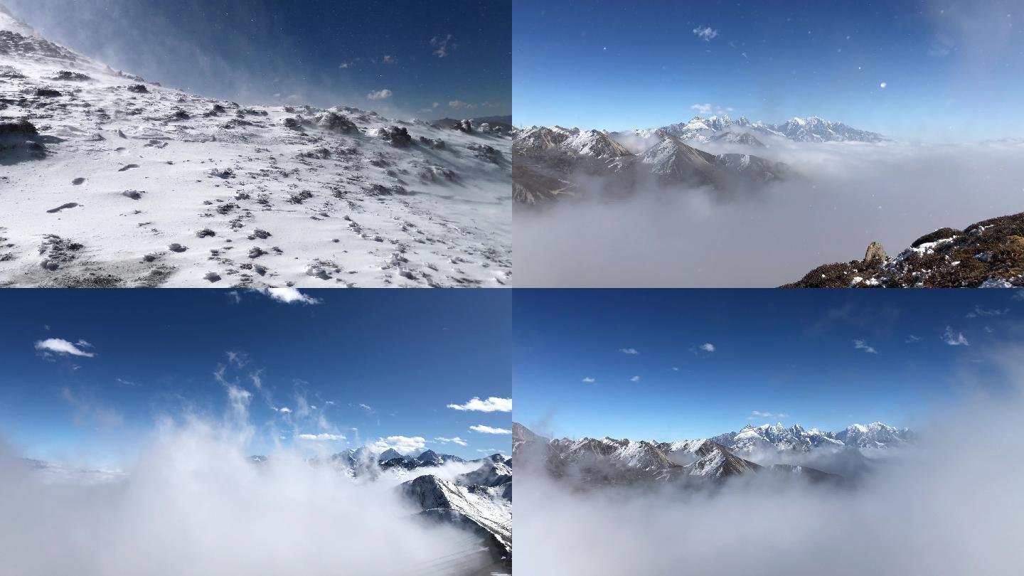 川西康定折多山雪山云海