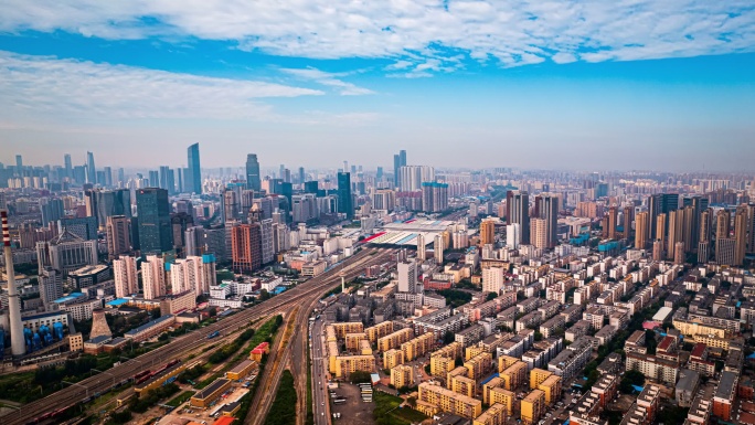 辽宁沈阳北站火车站高铁站航拍城市风景