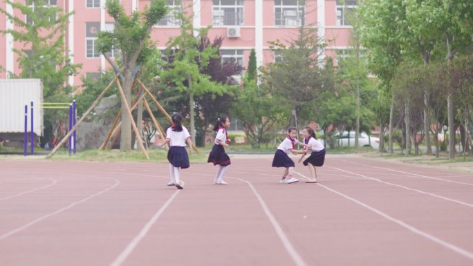 校园小学生上学放学校园生活学习