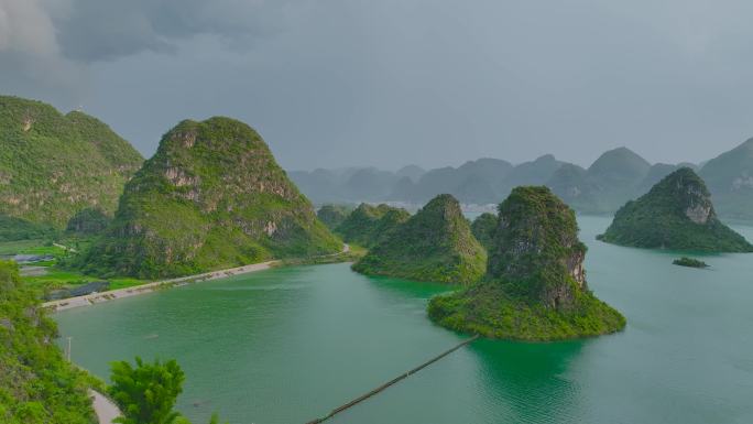 4K航拍百色靖西渠洋湖风光