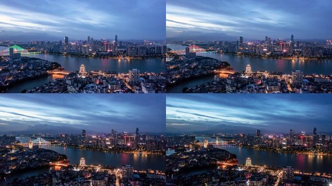 【4K超清】惠州延时航拍桥东江北方向夜景