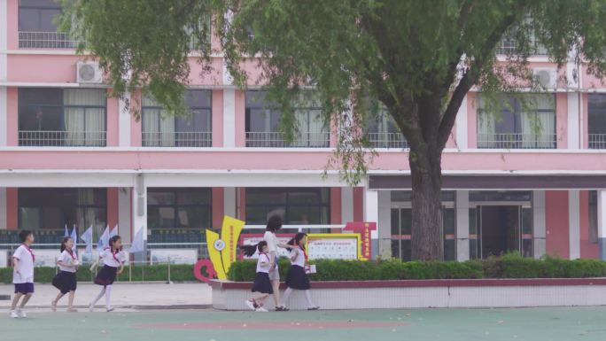 校园小学生上学放学校园生活学习