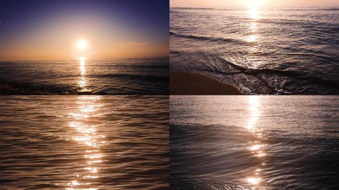 4K太阳初生海平面上波光粼粼合集1