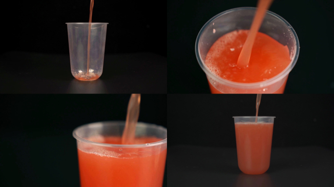 西瓜汁果汁番茄汁升格慢动作实拍