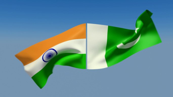 可循环的印度和巴基斯坦国旗。包括Alpha通道