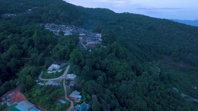 远古村落翁基古村落景区航拍