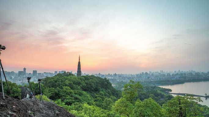 宝石山朝霞日出延时