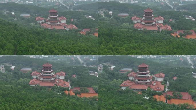 五峰阁大山深处寺庙航拍4k