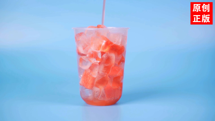 冰镇西瓜汁水果冷饮饮料果汁广告特写实拍