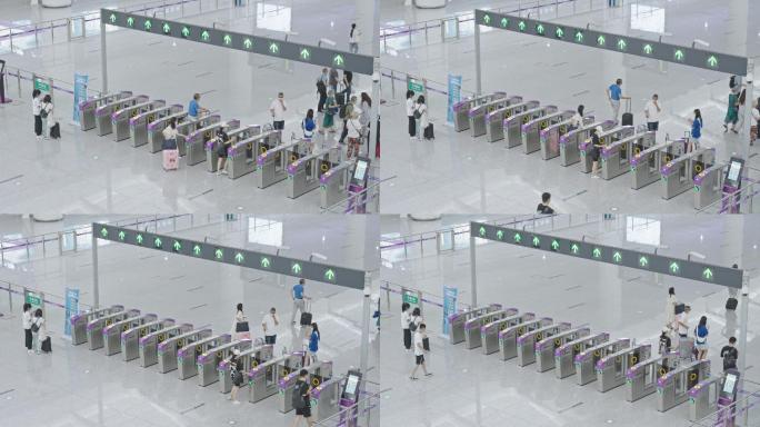 4K正版-机场地铁站通过闸机的旅客 01