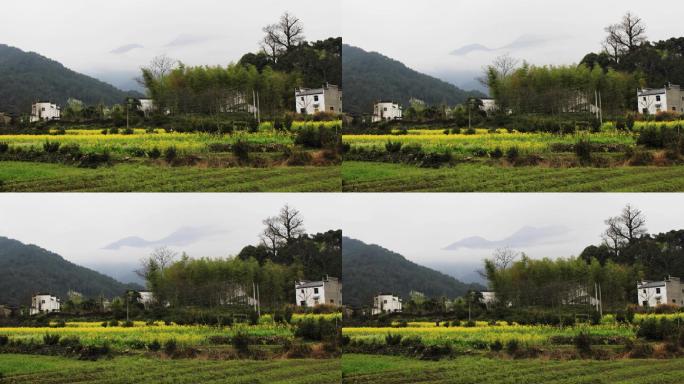 中国美丽的古村落，云彩飘过群山。