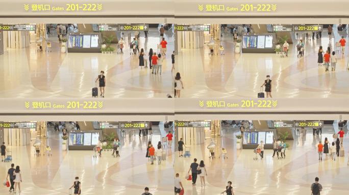 4K正版-机场航站楼候机大厅的旅客 09