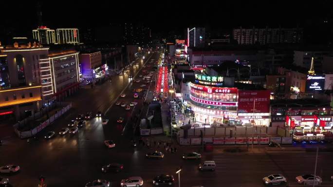 怀远市场夜景1080P素材