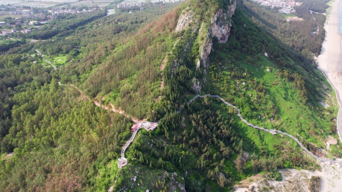 上升运镜航拍水东电白晏镜岭登山道路