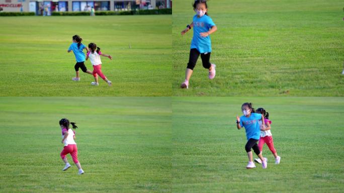 小孩子草地奔跑4k