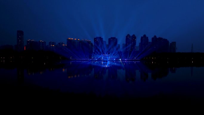 浑河 灯光秀 夜景 灯光 激光