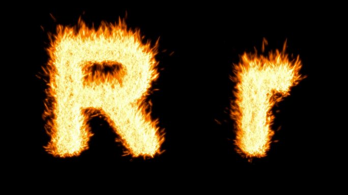 循环燃烧R字符，大写和小写。包括Alpha通道