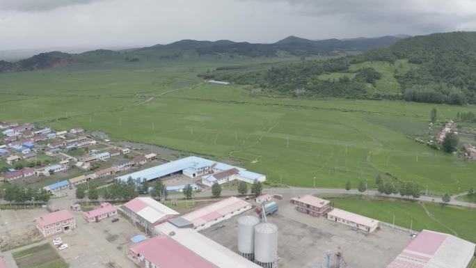 农村工厂农田建筑航拍近景  细节