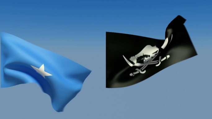 循环索马里和海盗快乐罗杰旗。包括Alpha通道