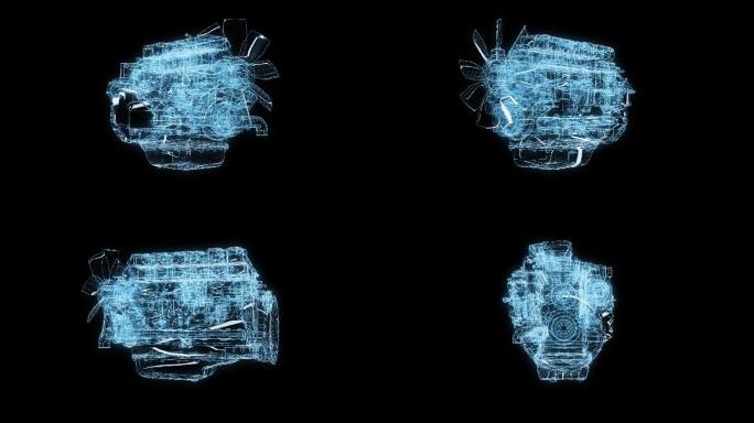 透视全息HUD发动机透明通道素材