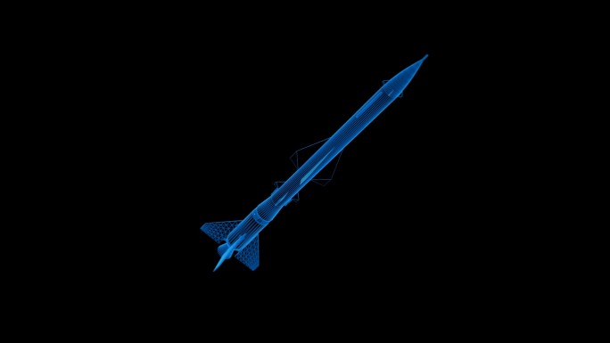 蓝色科技线条全息防空导弹透明通道素材