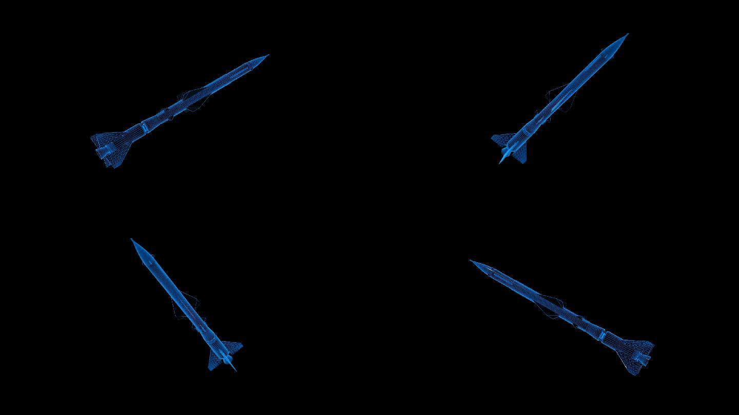 蓝色科技线条全息防空导弹透明通道素材