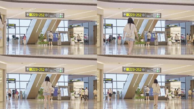 4K正版-机场航站楼候机大厅的旅客 07