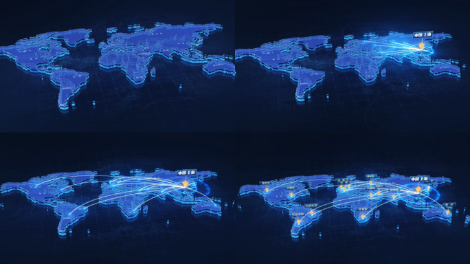 世界地图辐射全球AE模板
