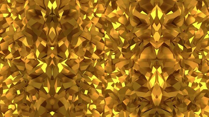 【4K时尚背景】金色几何镜像华丽璀璨图形