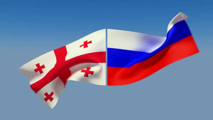 可循环的俄罗斯和格鲁吉亚国旗。包括Alpha通道