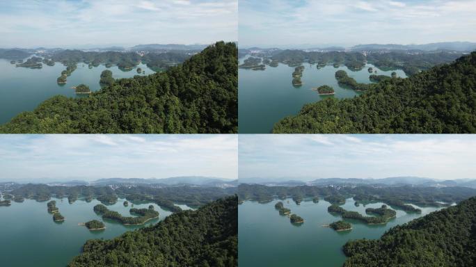 航拍杭州淳安千岛湖黄山尖天下为公景区